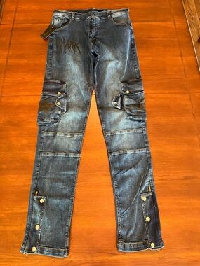 SITO Shark In The Ocean DiMaggio Voss Multi-Pocket Cargo Biker Jeans Sz 36